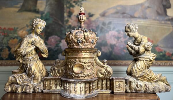 Paire d'Anges et Galerie d'Autel  - XVIIe