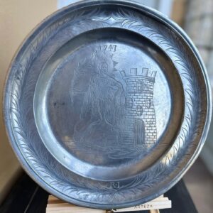 Plat En étain Flamand Gravé De Sainte Barbe -1747