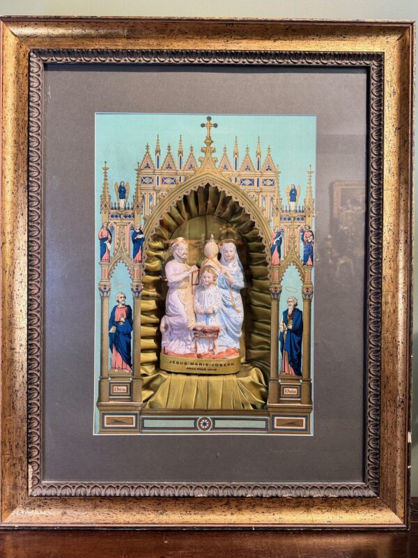 Diorama musical figurant la Sainte Famille - XIXe