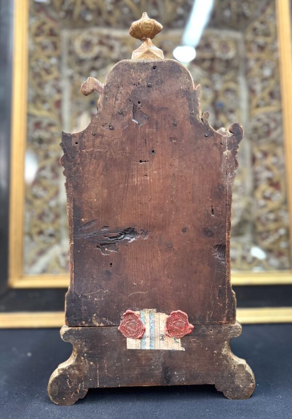 Reliquaire baroque en bois doré – Crucifix sous verre - XVIIIe – Image 4