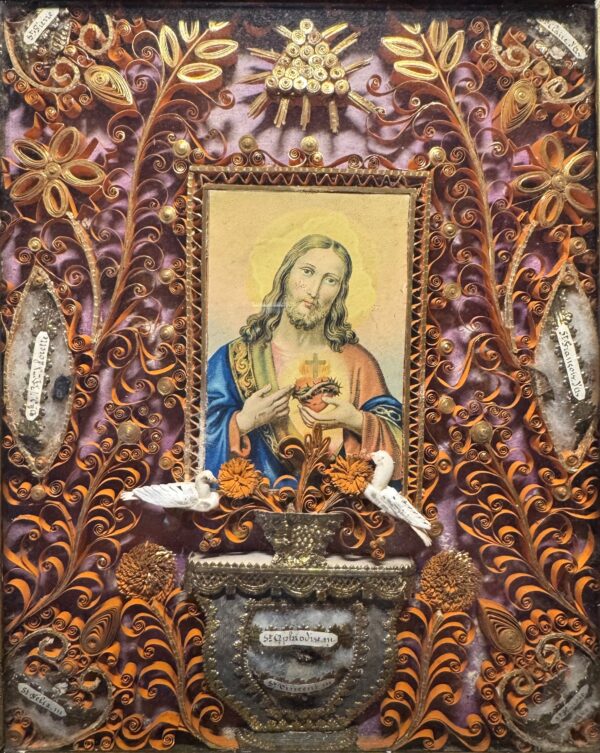 Reliquaire paperolles Sacré Cœur de Jésus - XIXe – Image 3