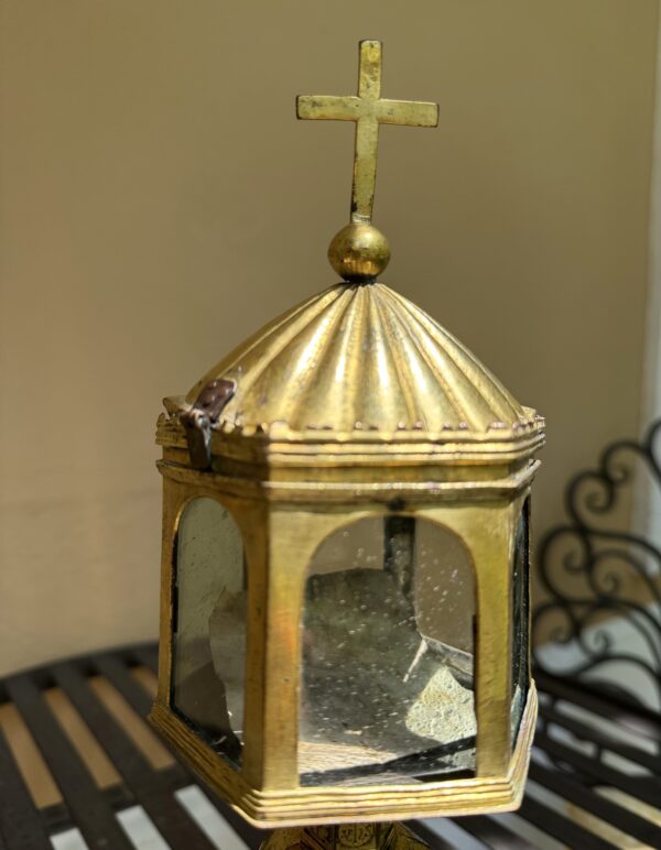 Monstrance Reliquaire en cuivre - Circa 1500 – Image 3