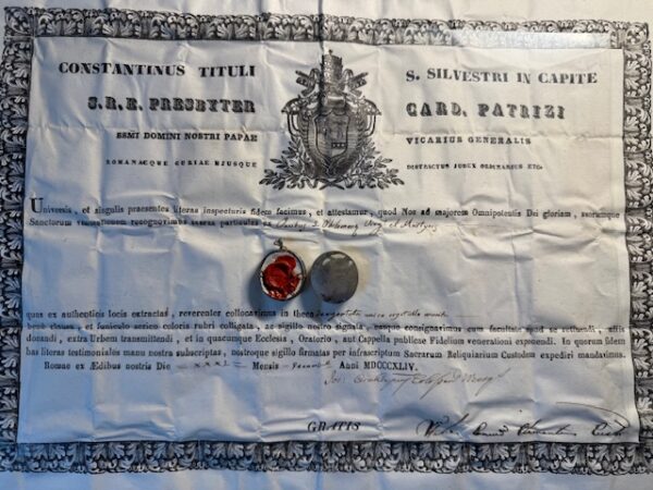 Thèque reliquaire de Sainte Philomène et son authentique - 1844 - Vendue – Image 3