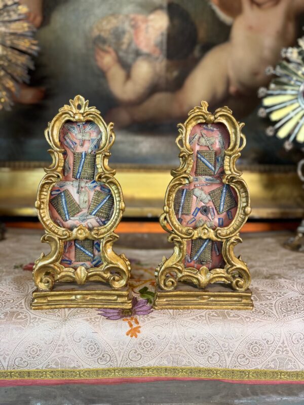 Paire de monstrances reliquaires baroques - XVIIIe