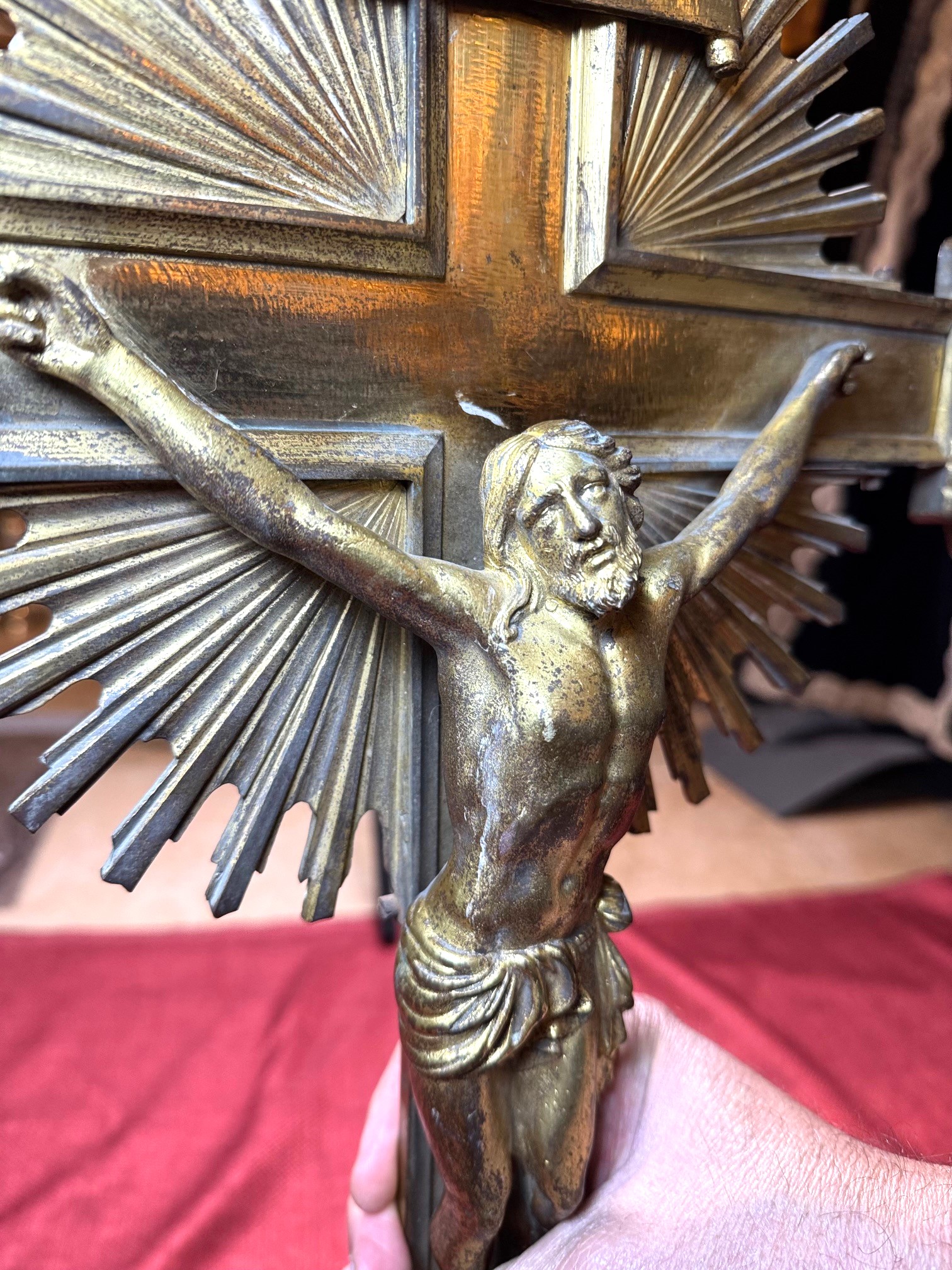 Imposante croix de procession - XIXe – Image 3