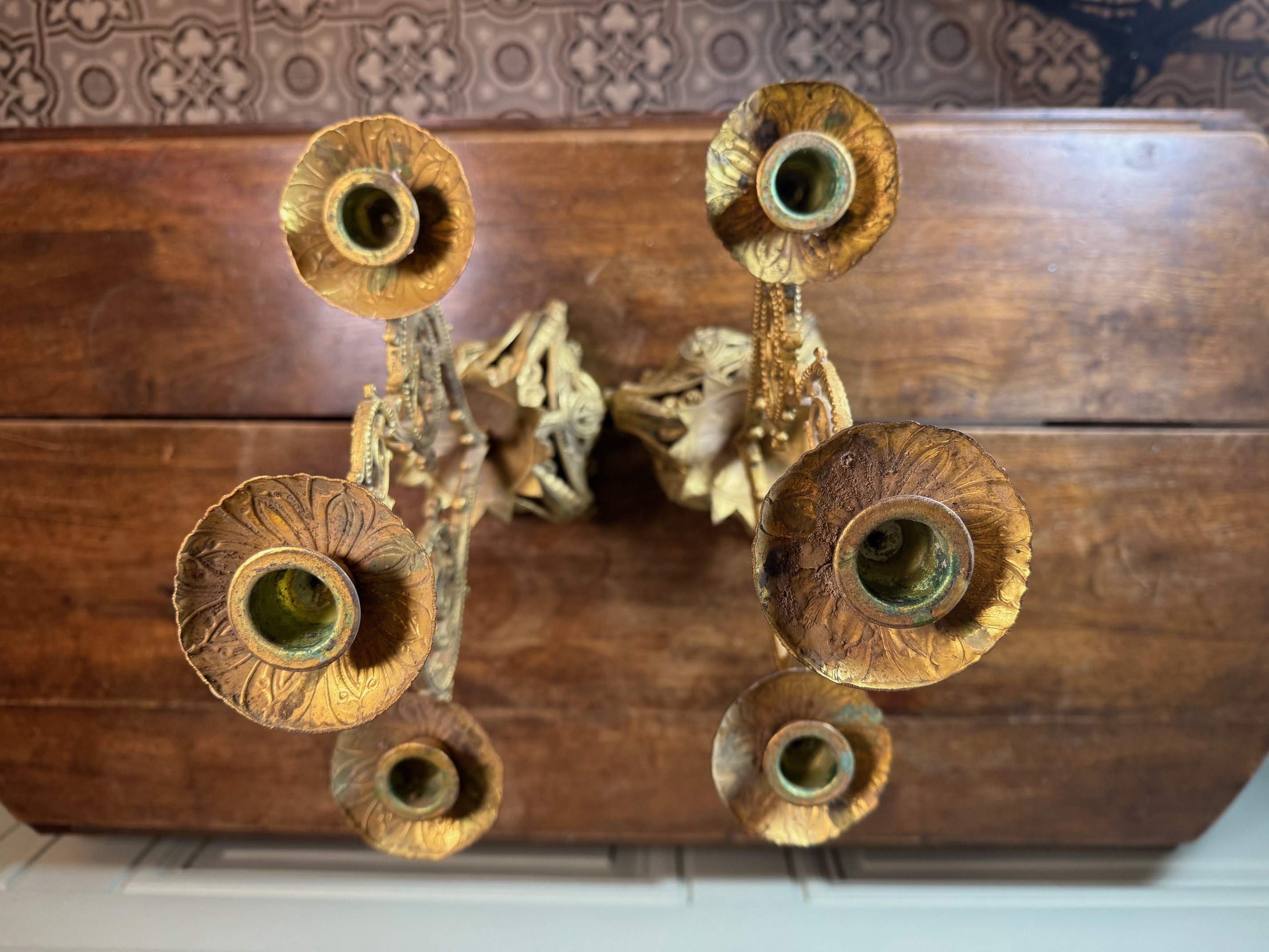 Paire De Chandeliers à Cinq Lumières - XIXe – Image 4