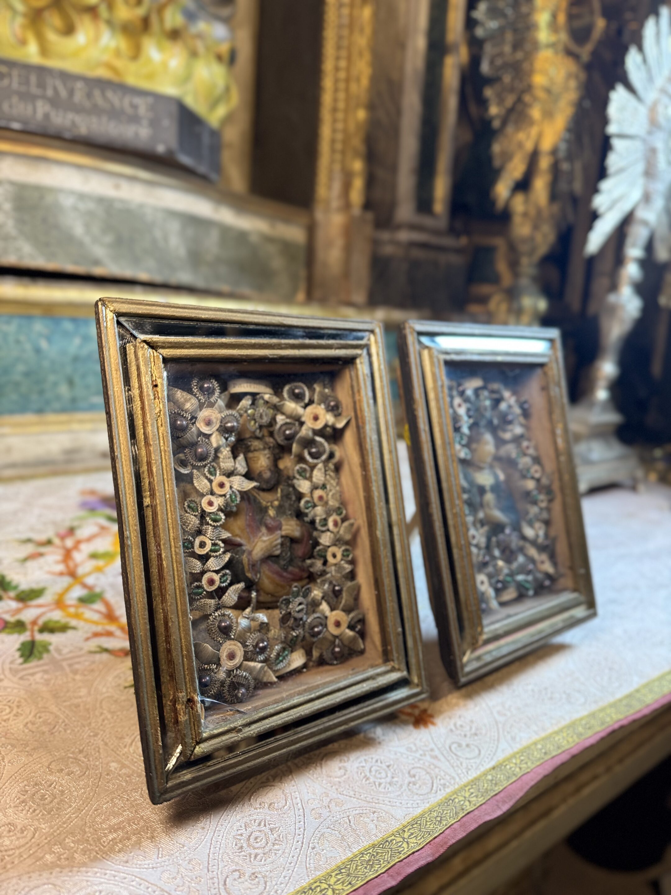 Paire de cadres reliquaires - XIXe – Image 2