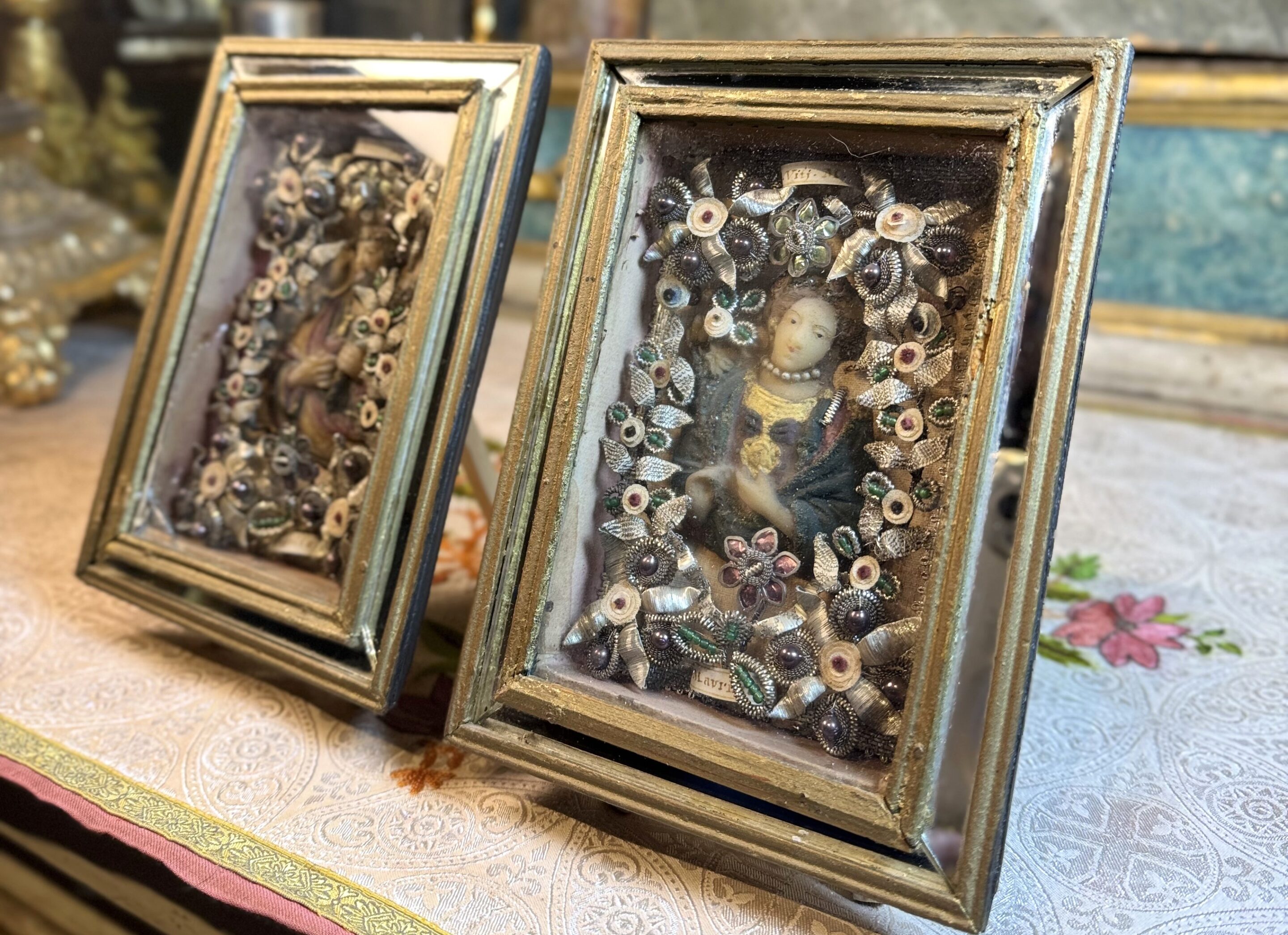 Paire de cadres reliquaires - XIXe – Image 3
