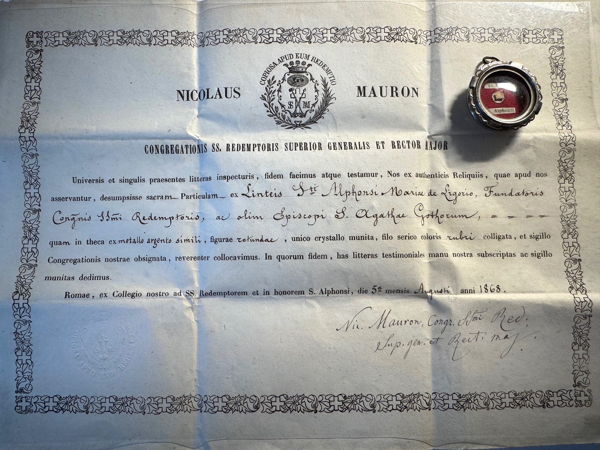 Thèque reliquaire de Saint Alphonse de Liguori - 1868