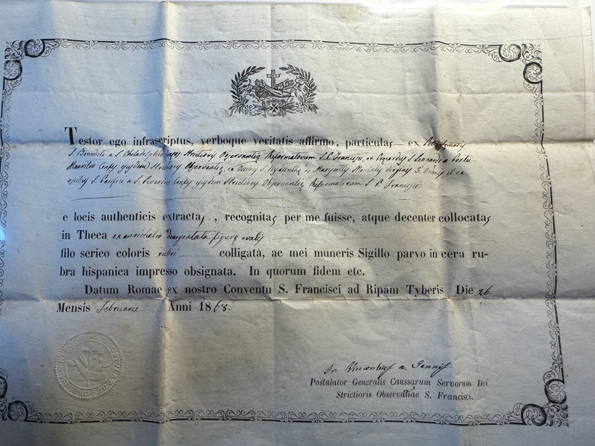 Thèque reliquaire aux quatre reliques et son authentique de 1868 – Image 3