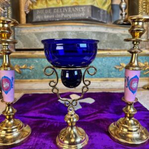 Lampe de sanctuaire et deux chandeliers - XIXe