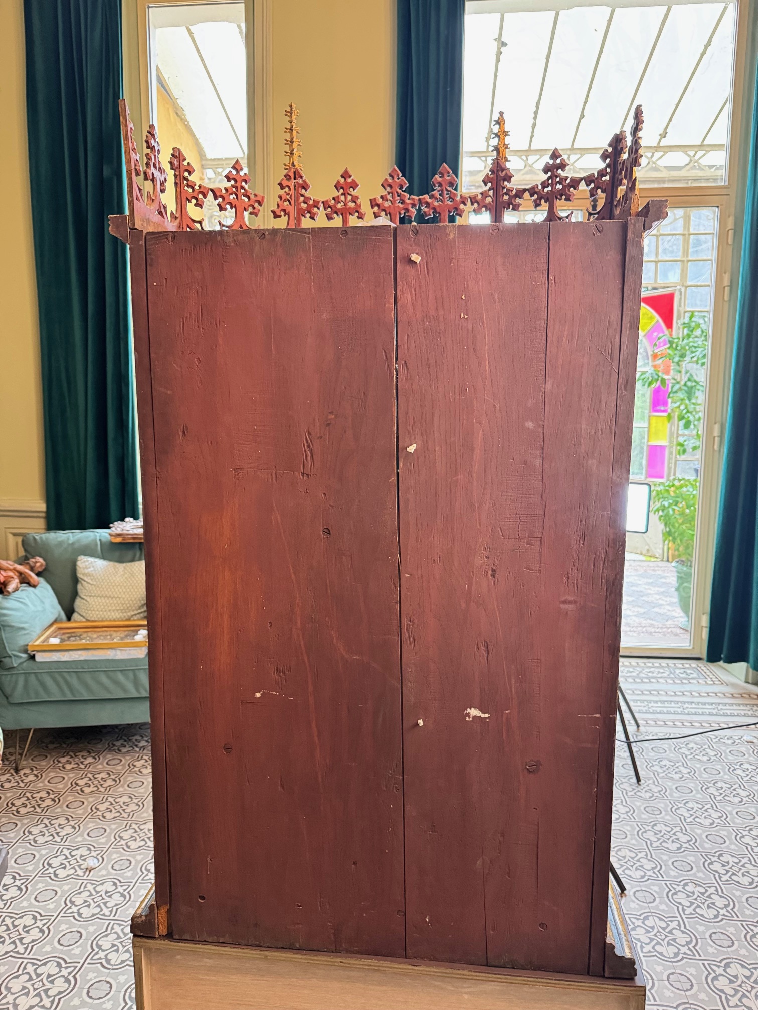 Imposante Pieta en bois dans un retable - circa 1890 – Image 6