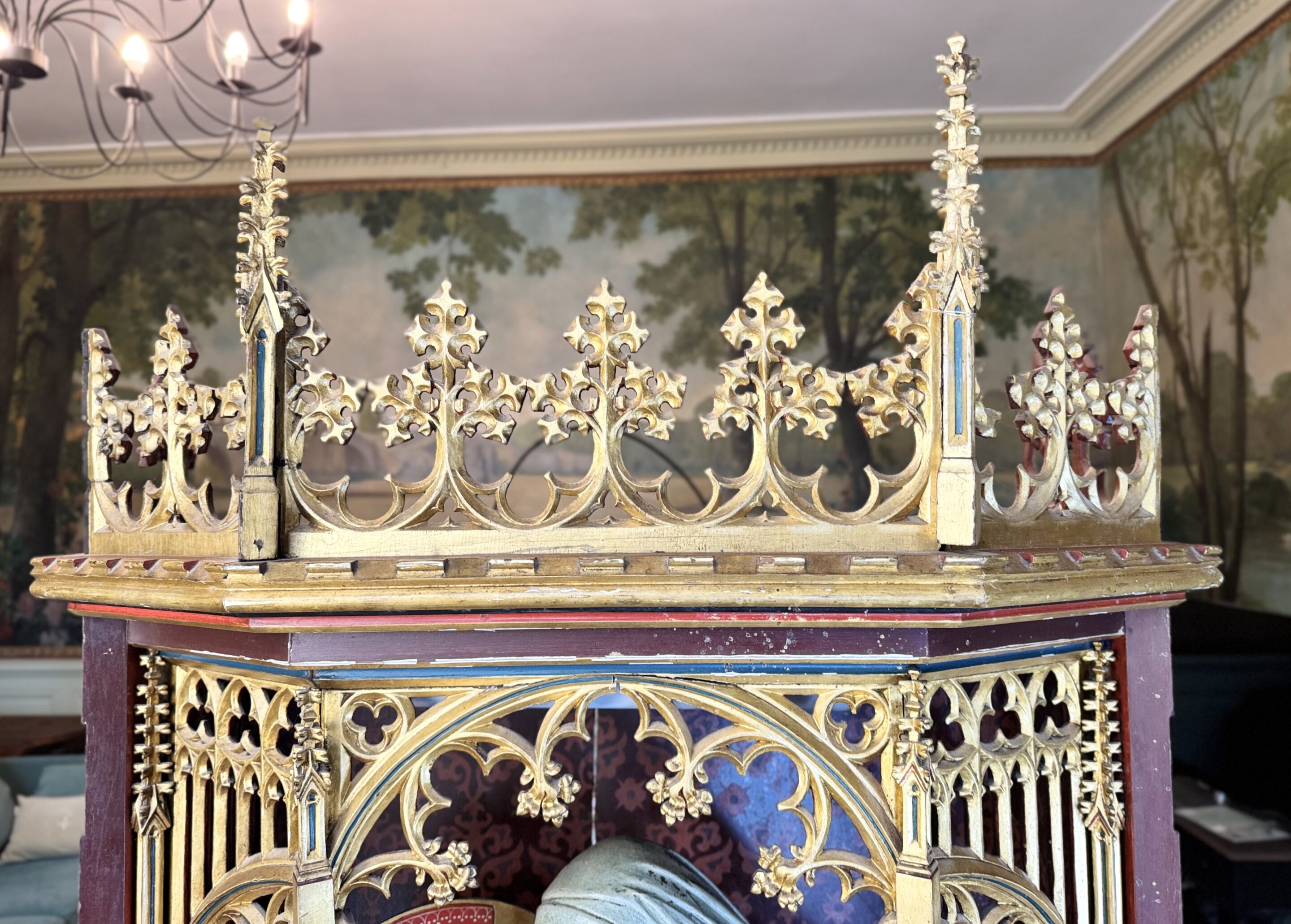 Imposante Pieta en bois dans un retable - circa 1890 – Image 3