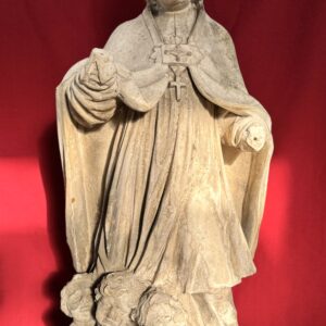 Grande statue de Saint Nicolas en pierre blanche - XVIIIe