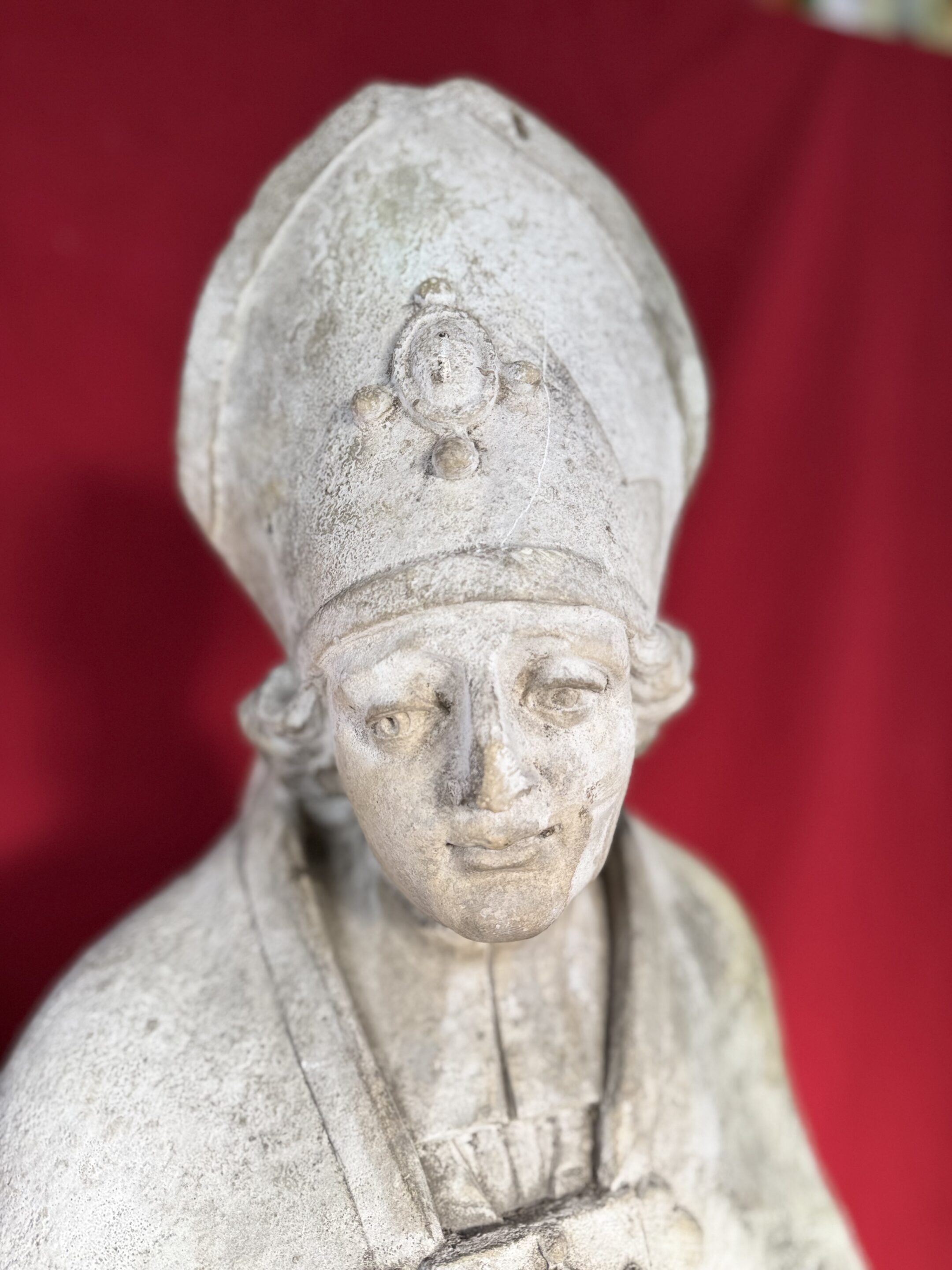 Grande statue de Saint Nicolas en pierre blanche - XVIIIe – Image 4