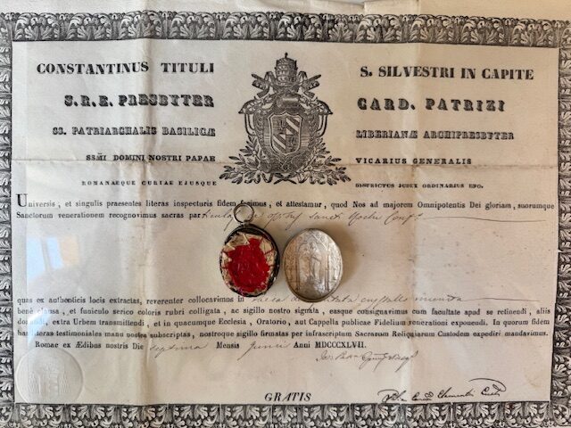 Thèque reliquaire de Saint Roch avec authentique de 1847 - vendue – Image 2