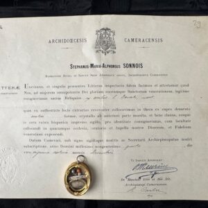 Thèque reliquaire de Saint Donat avec authentique de 1905