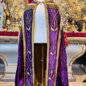Chape liturgique en velours violet - XIXe