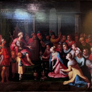 Salomon recevant la reine de Saba - École flamande – XVIIe siècle
