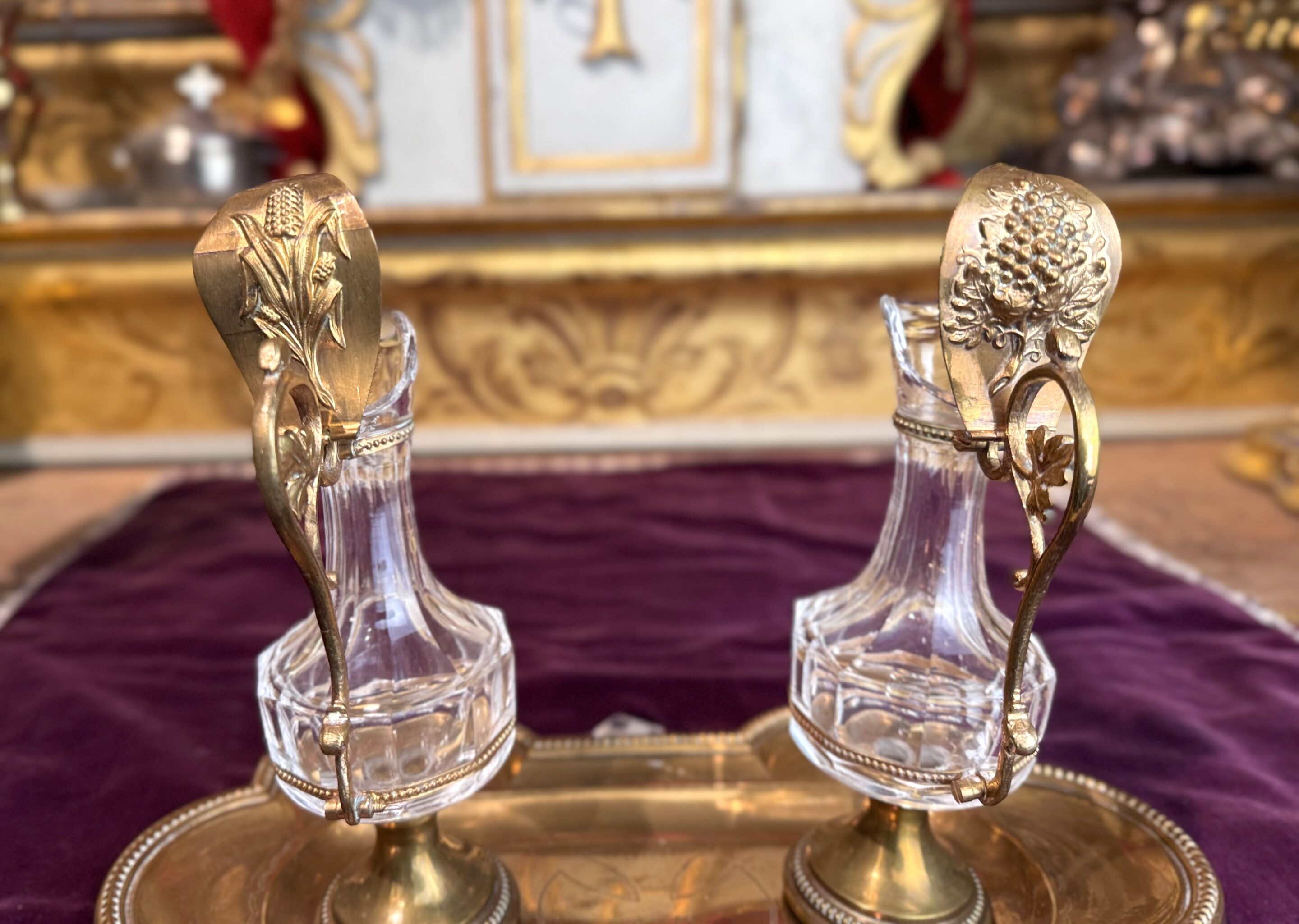 Paire de burettes en cristal et lavabo – XIXe – Image 2